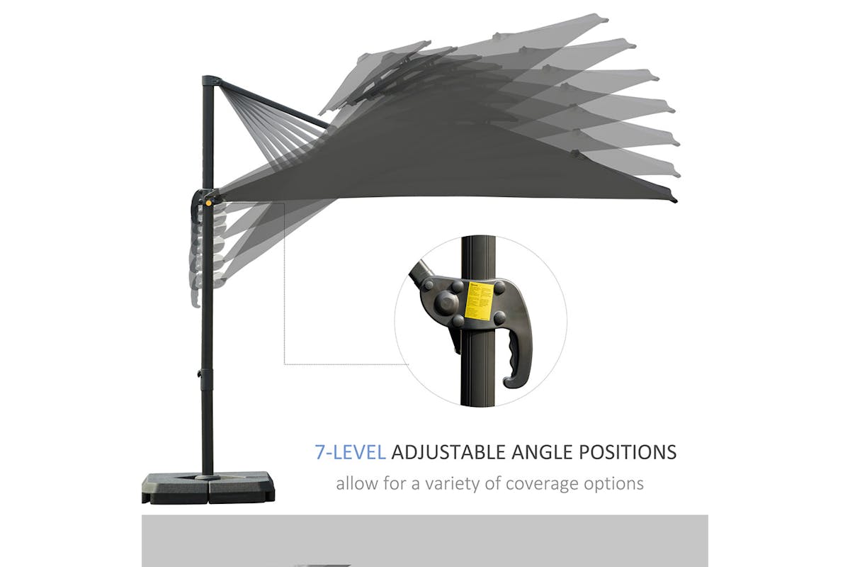 Outsunny 360° Rotation Roma Umbrella | Dark Grey-3