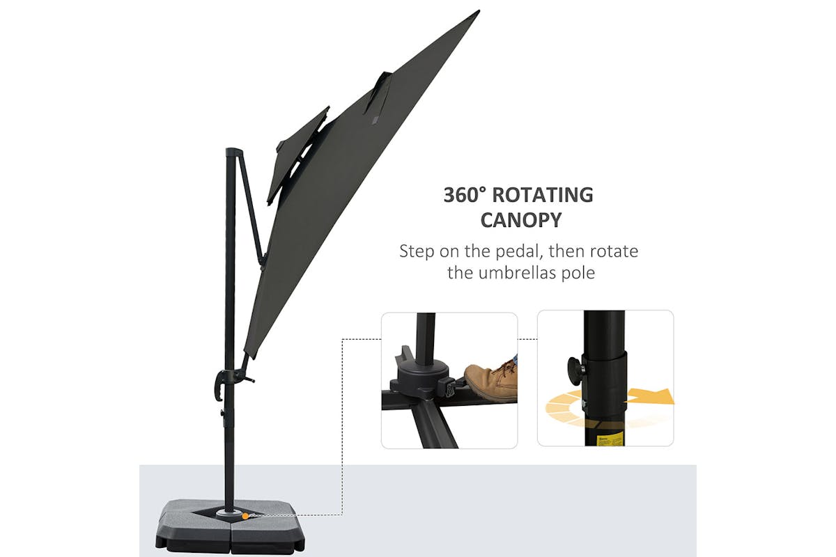 Outsunny 360° Rotation Roma Umbrella | Dark Grey-4