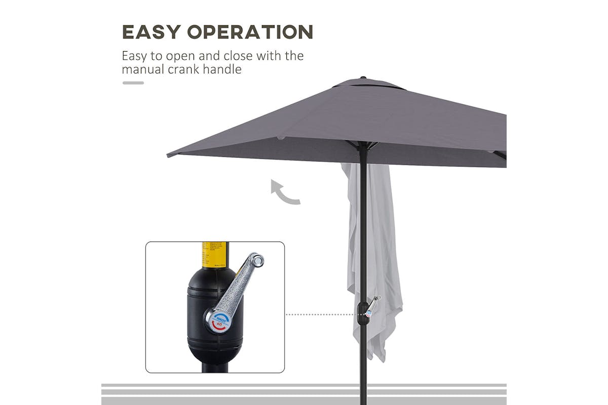 Outsunny Metal Sun Shade Half Garden Parasol Umbrella | Grey-4