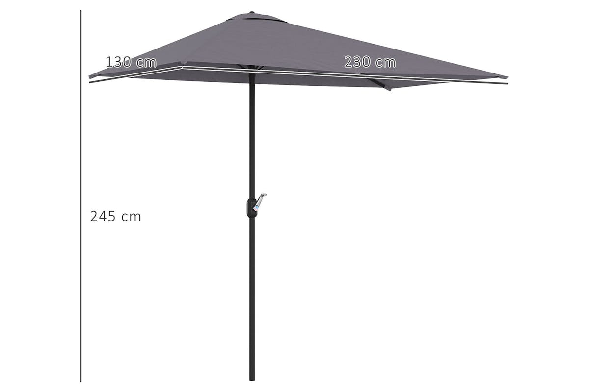 Outsunny Metal Sun Shade Half Garden Parasol Umbrella | Grey-8