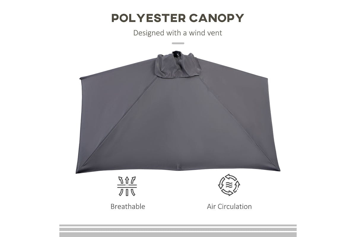 Outsunny Metal Sun Shade Half Garden Parasol Umbrella | Grey-5