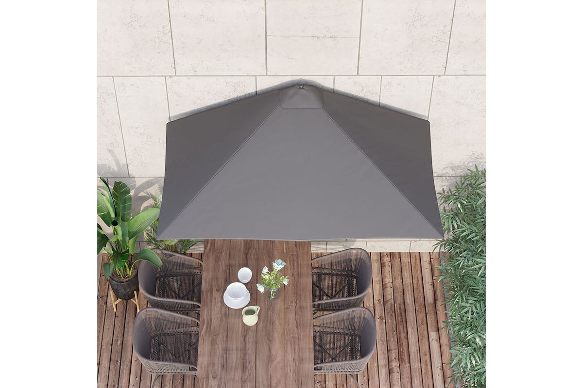 Outsunny Metal Sun Shade Half Garden Parasol Umbrella | Grey-7