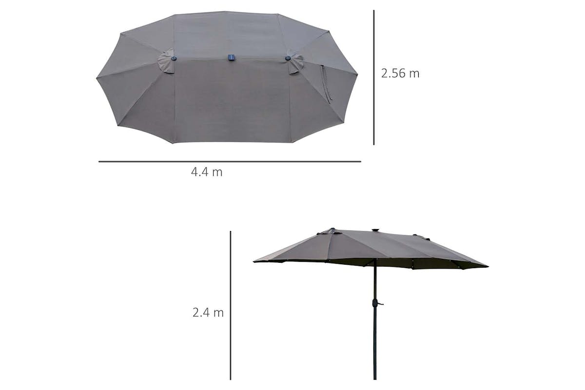 Outsunny Double-Sided Umbrella with LED Solar Lights | Dark Grey-7