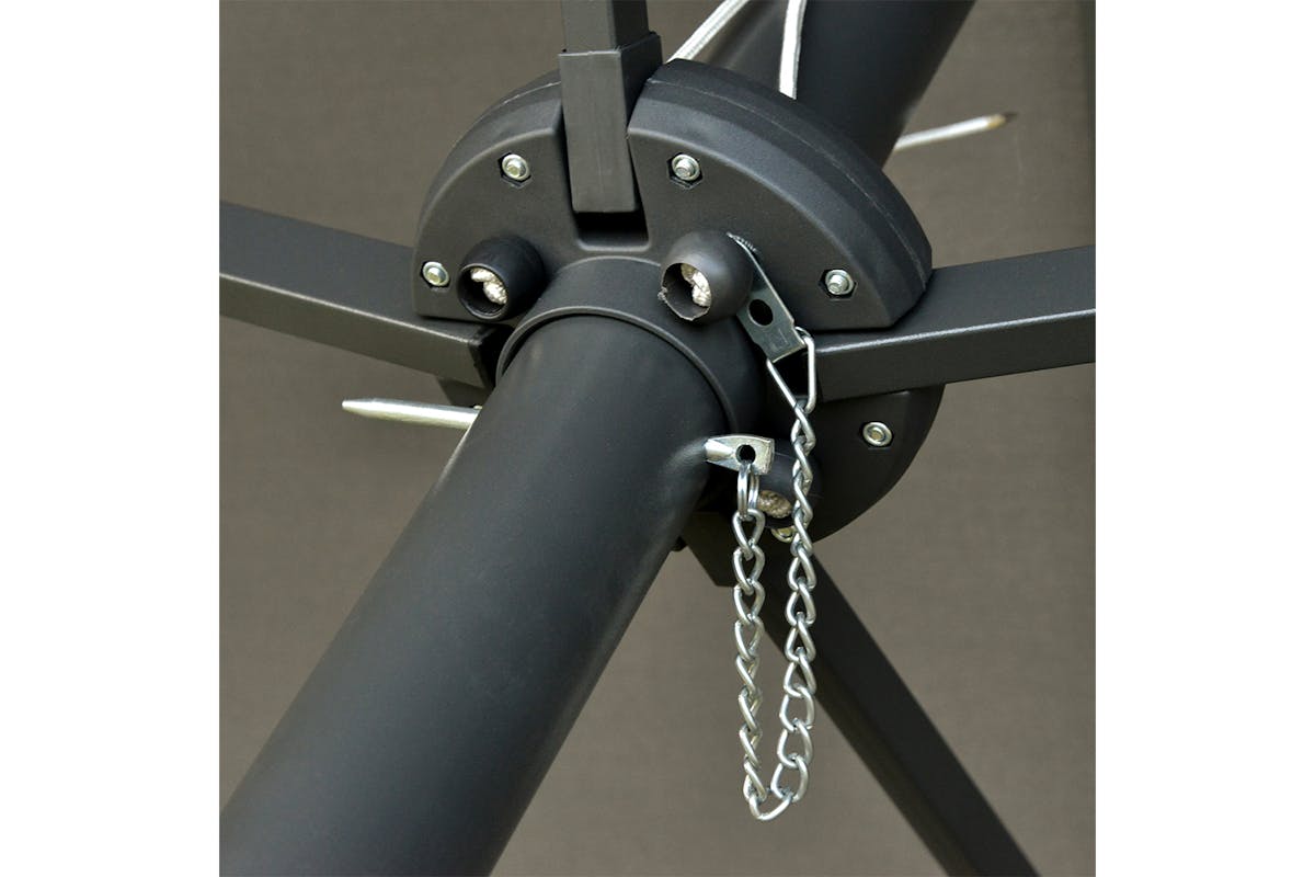 Outsunny Double-Sided Umbrella with LED Solar Lights | Dark Grey-2