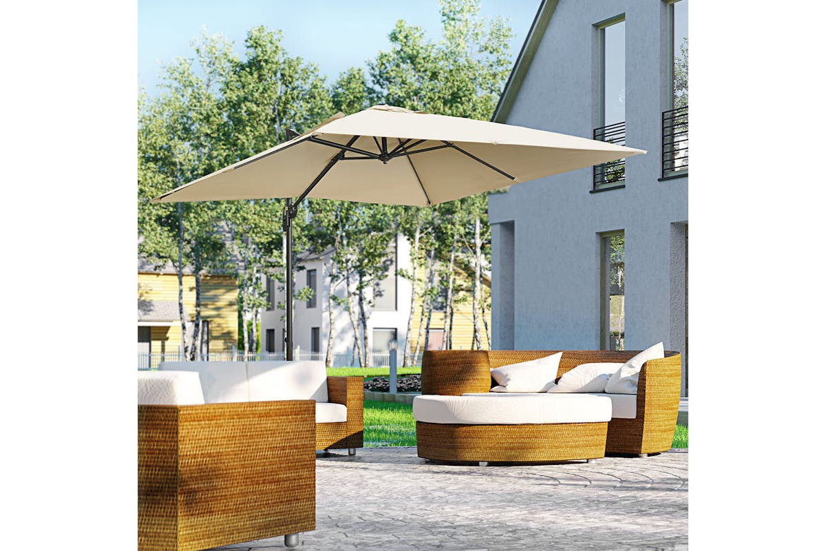 Outsunny Overhanging Cantilever Umbrella | Cream White-2