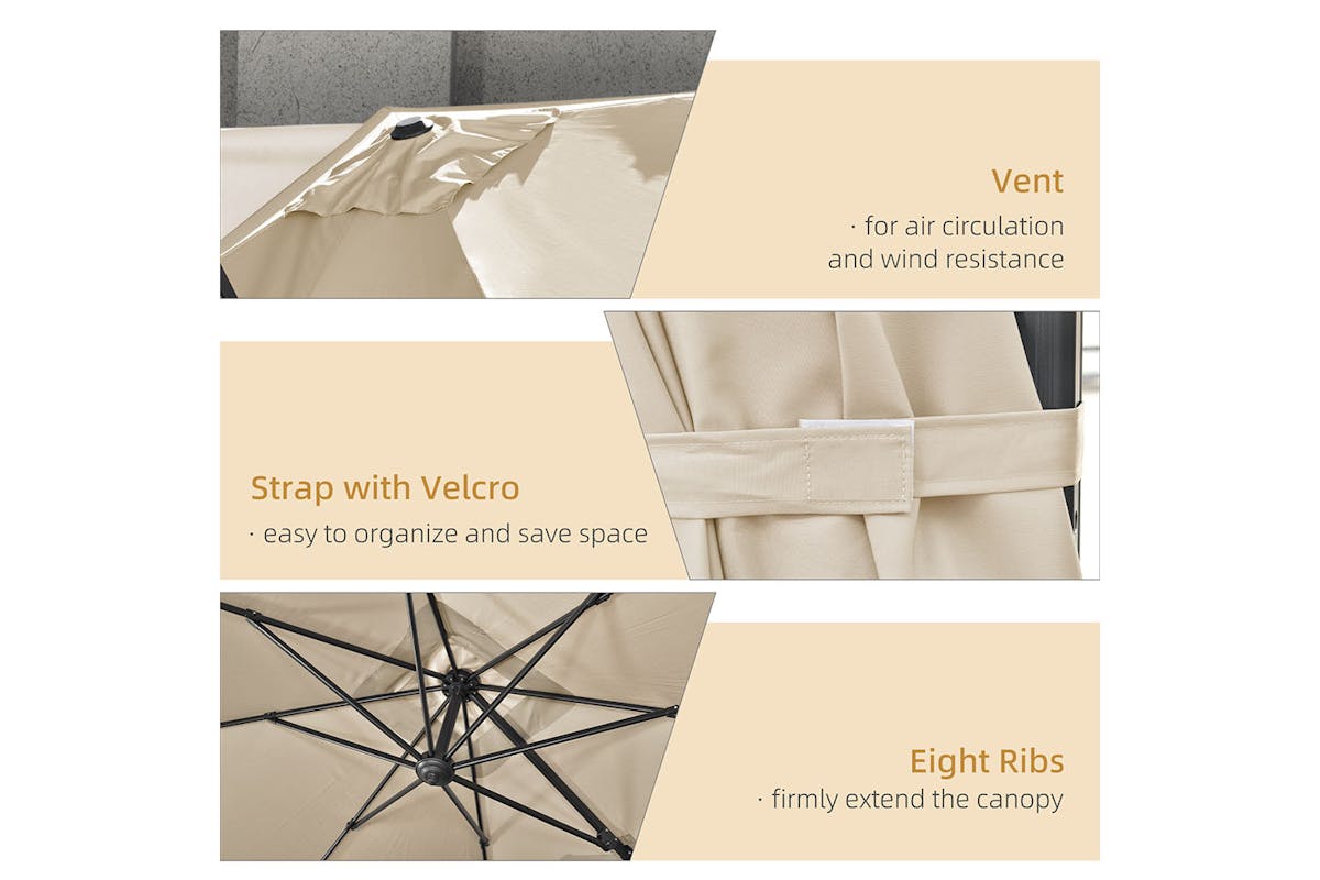 Outsunny Overhanging Cantilever Umbrella | Cream White-6