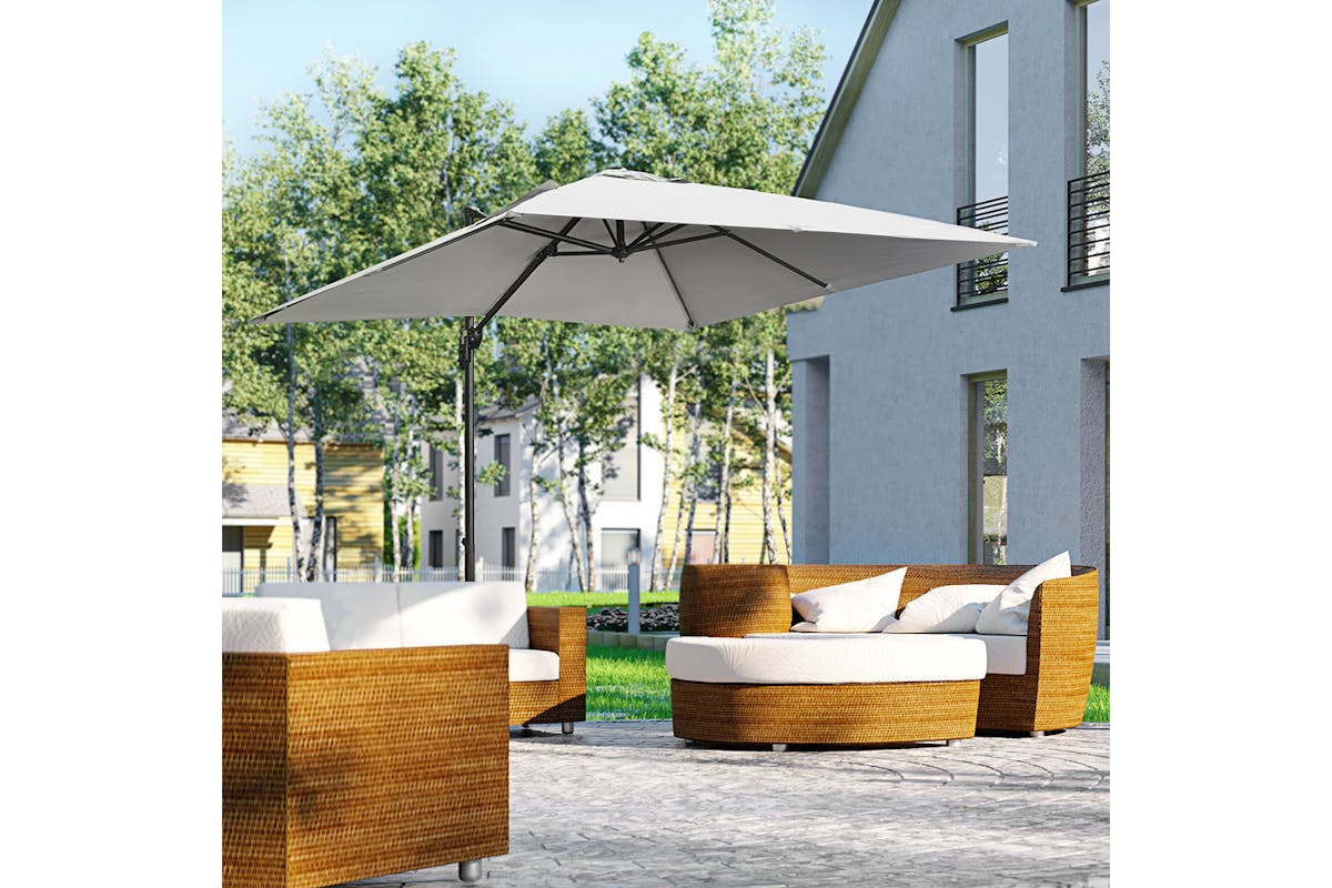 Outsunny 2.7m Square Overhanging Umbrella | Grey-2