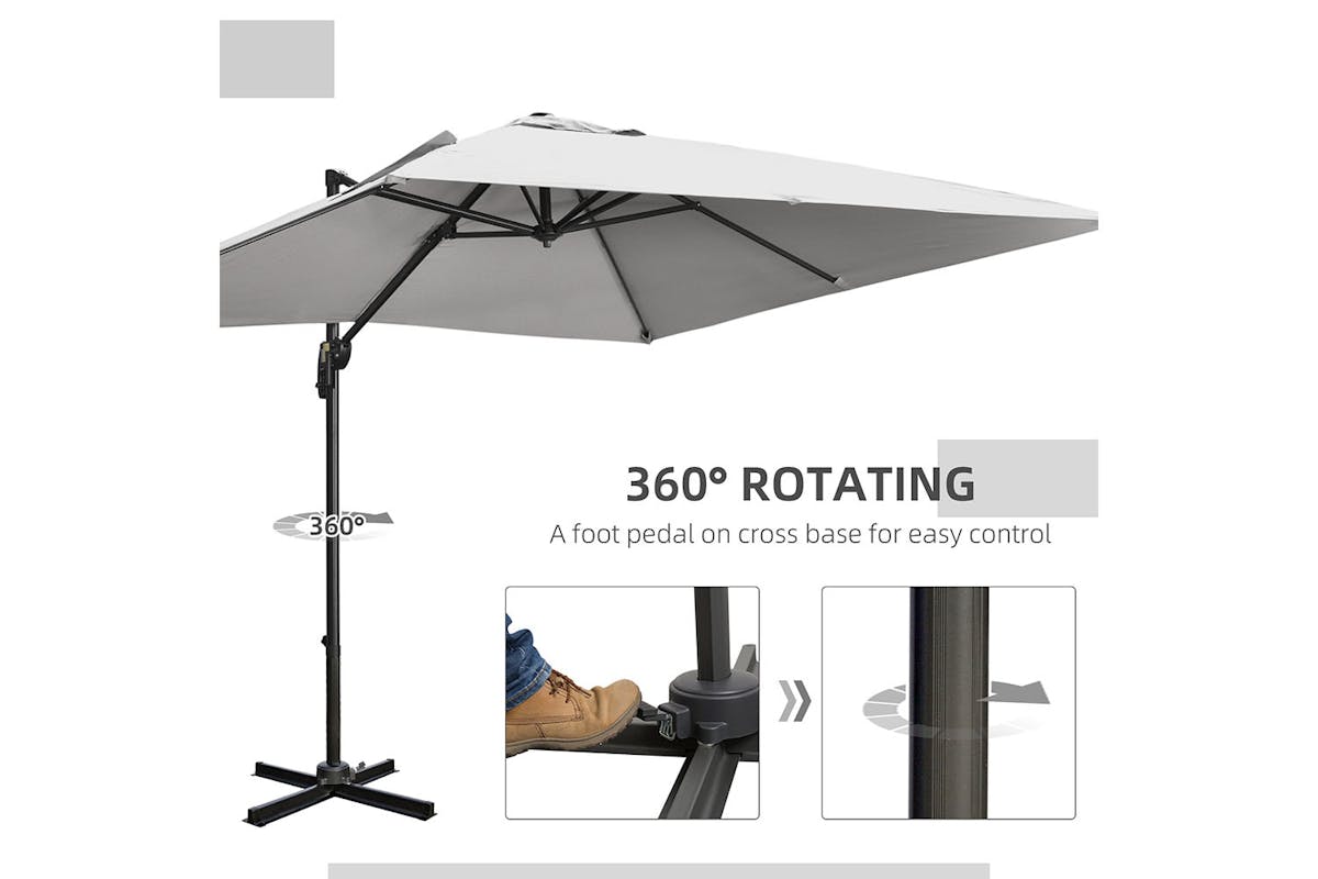 Outsunny 2.7m Square Overhanging Umbrella | Grey-4
