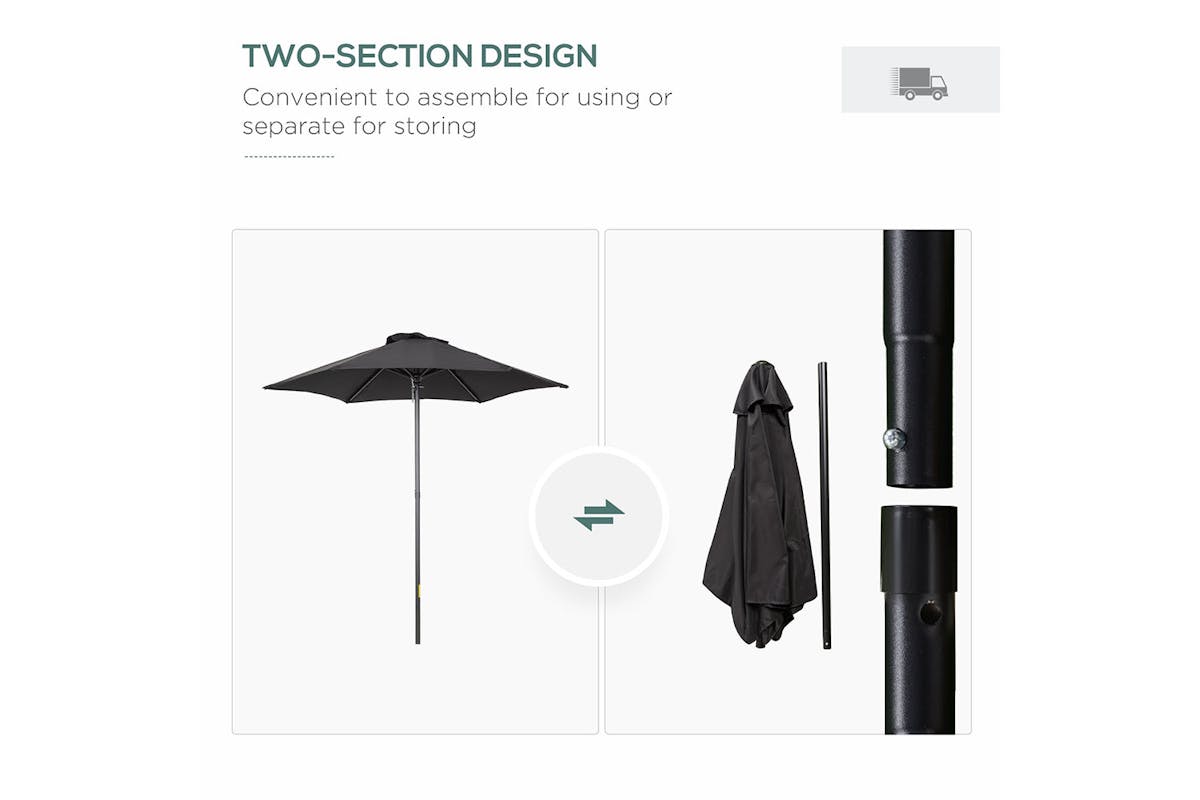 Outsunny Outdoor Garden Parasol Umbrella | Black-3