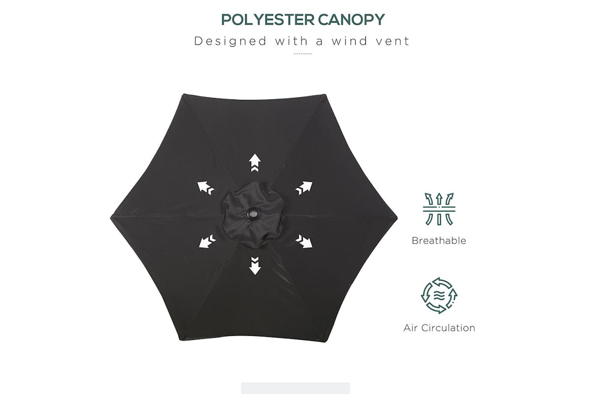 Outsunny Outdoor Garden Parasol Umbrella | Black-5