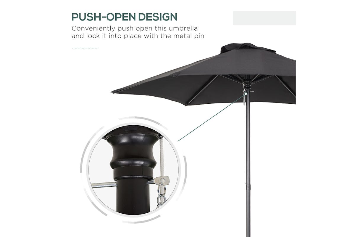 Outsunny Outdoor Garden Parasol Umbrella | Black-6