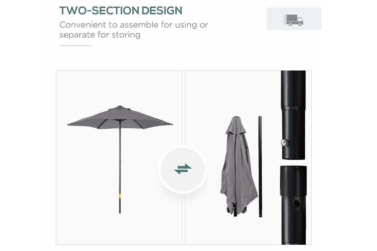 Outsunny Outdoor Garden Parasol Umbrella | Dark Grey-2