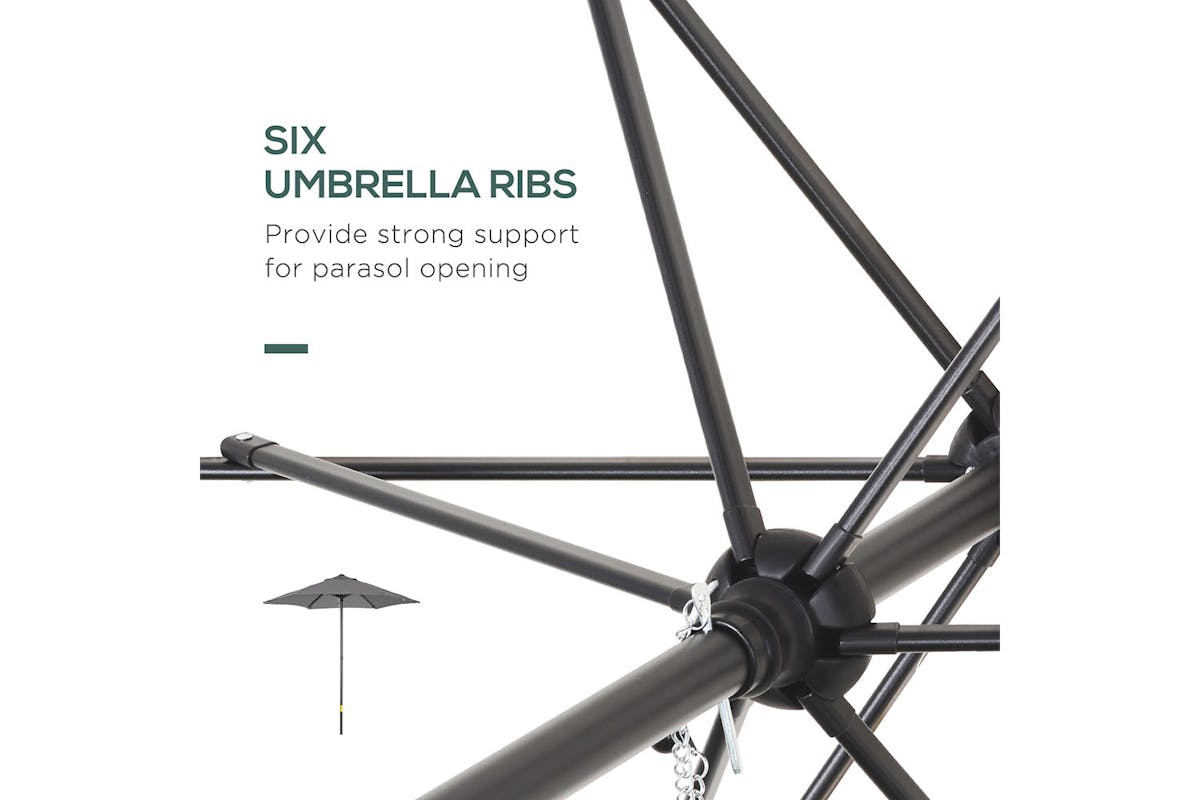 Outsunny Outdoor Garden Parasol Umbrella | Dark Grey-3
