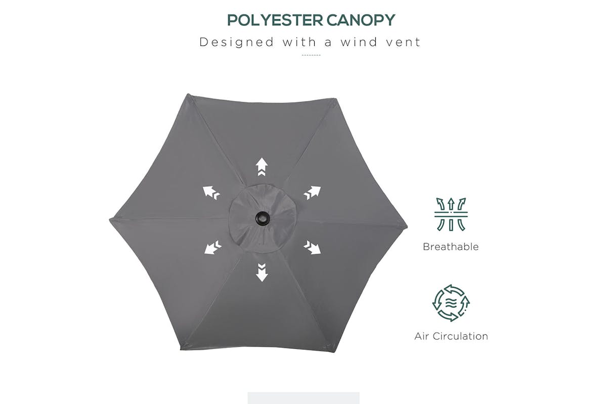 Outsunny Outdoor Garden Parasol Umbrella | Dark Grey-4