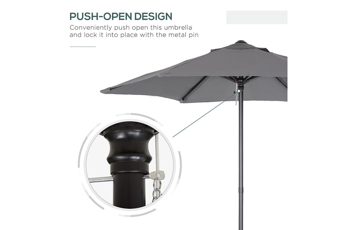 Outsunny Outdoor Garden Parasol Umbrella | Dark Grey-5