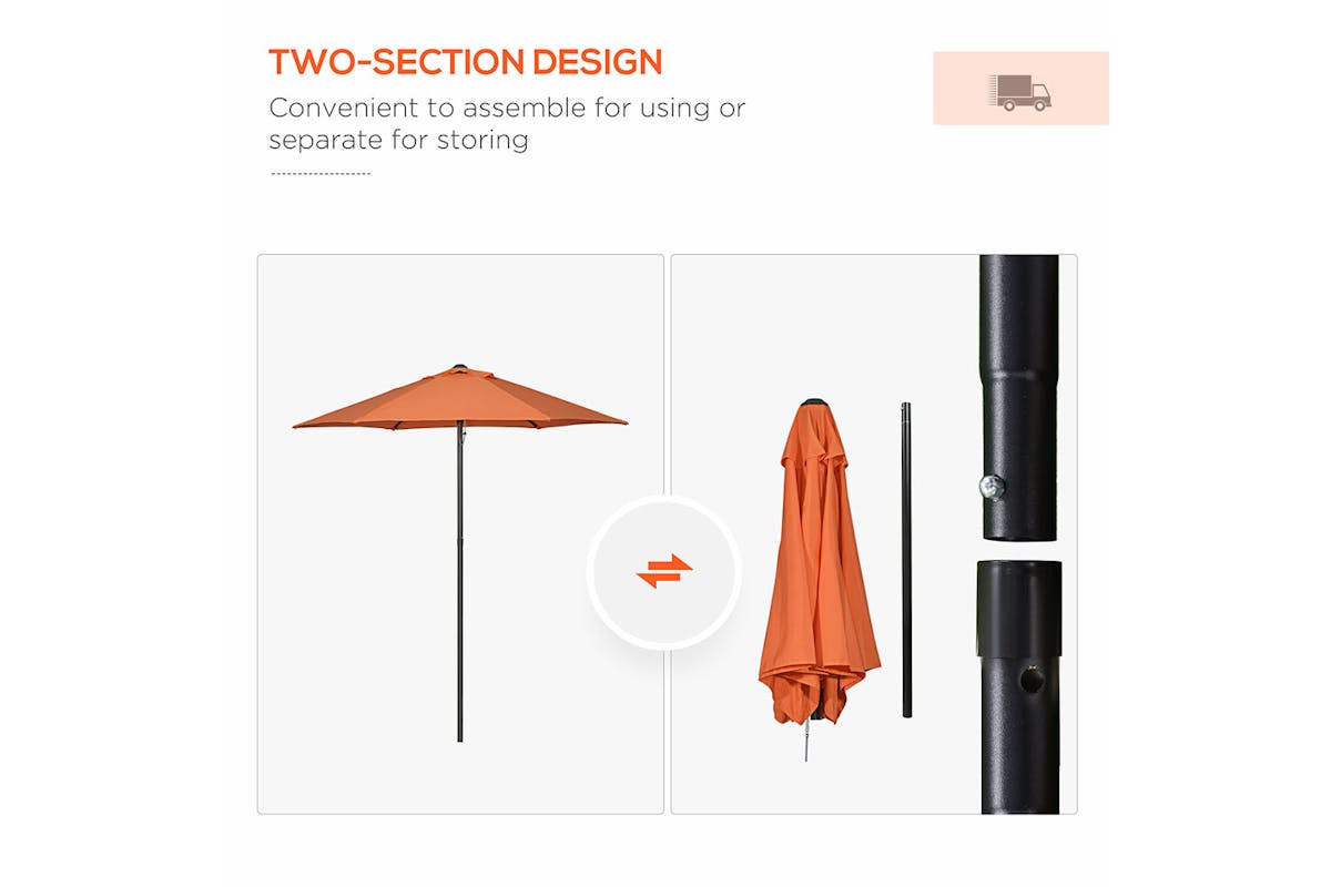Outsunny Outdoor Garden Parasol Umbrella | Orange-3