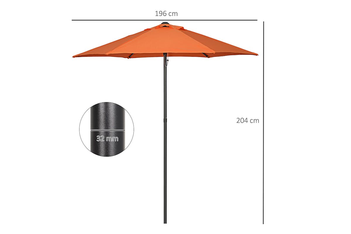 Outsunny Outdoor Garden Parasol Umbrella | Orange-8