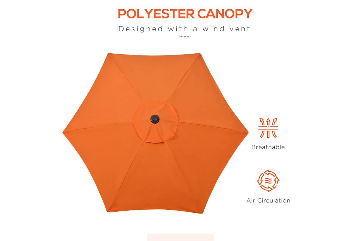 Outsunny Outdoor Garden Parasol Umbrella | Orange-5