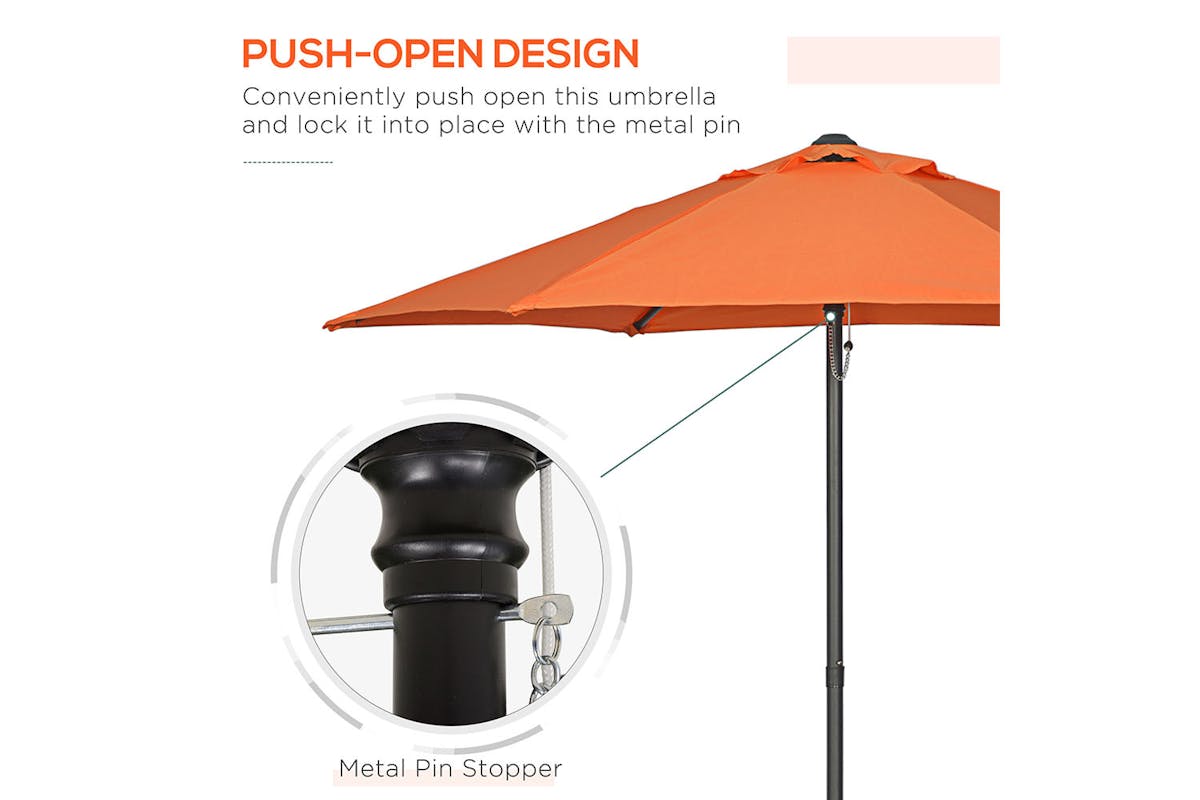 Outsunny Outdoor Garden Parasol Umbrella | Orange-6