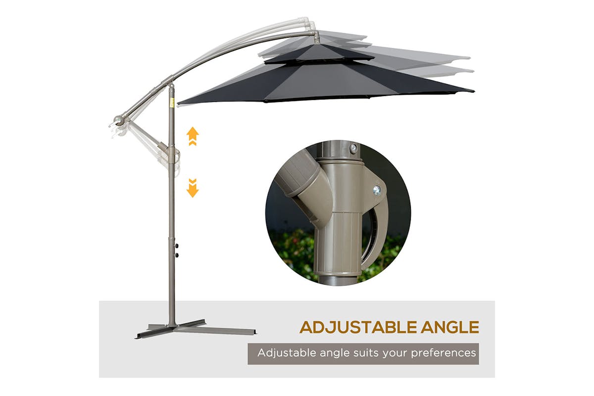 Outsunny 2.7m Banana Parasol Cantilever Umbrella | Black-4