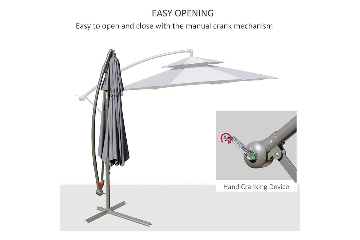 Outsunny 2.7m Garden Banana Parasol Cantilever Umbrella | Dark Grey-3