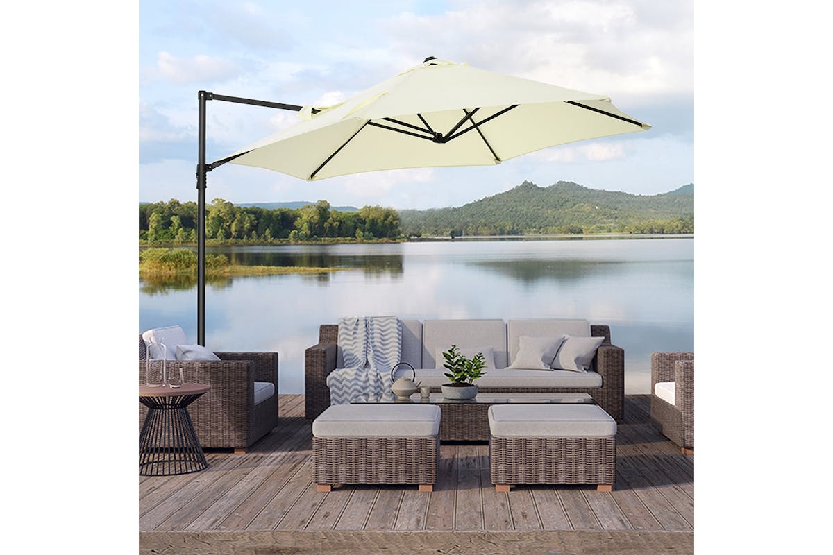 Outsunny 2.5M Garden Cantilever Parasol | Beige-2