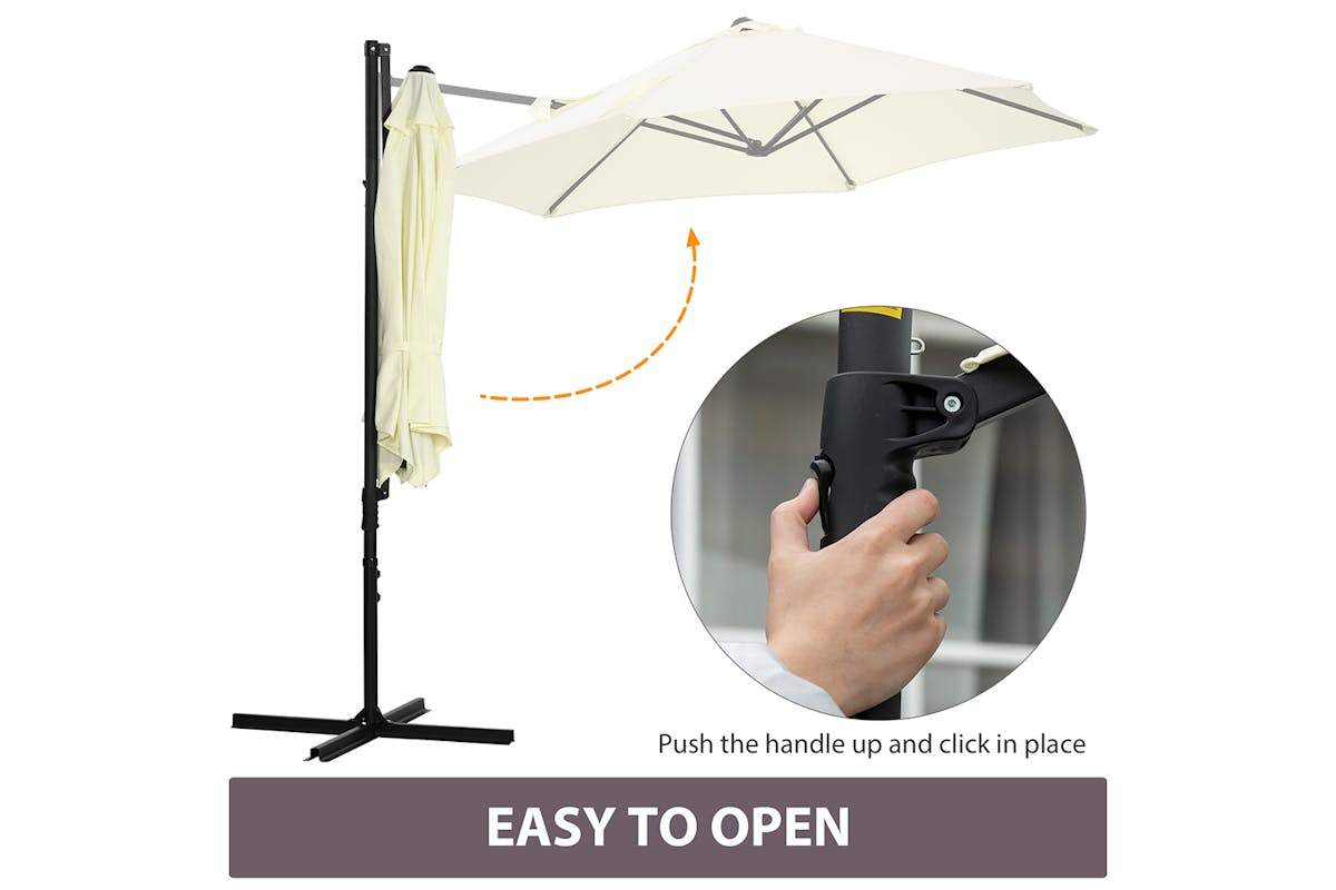 Outsunny 2.5M Garden Cantilever Parasol | Beige-3