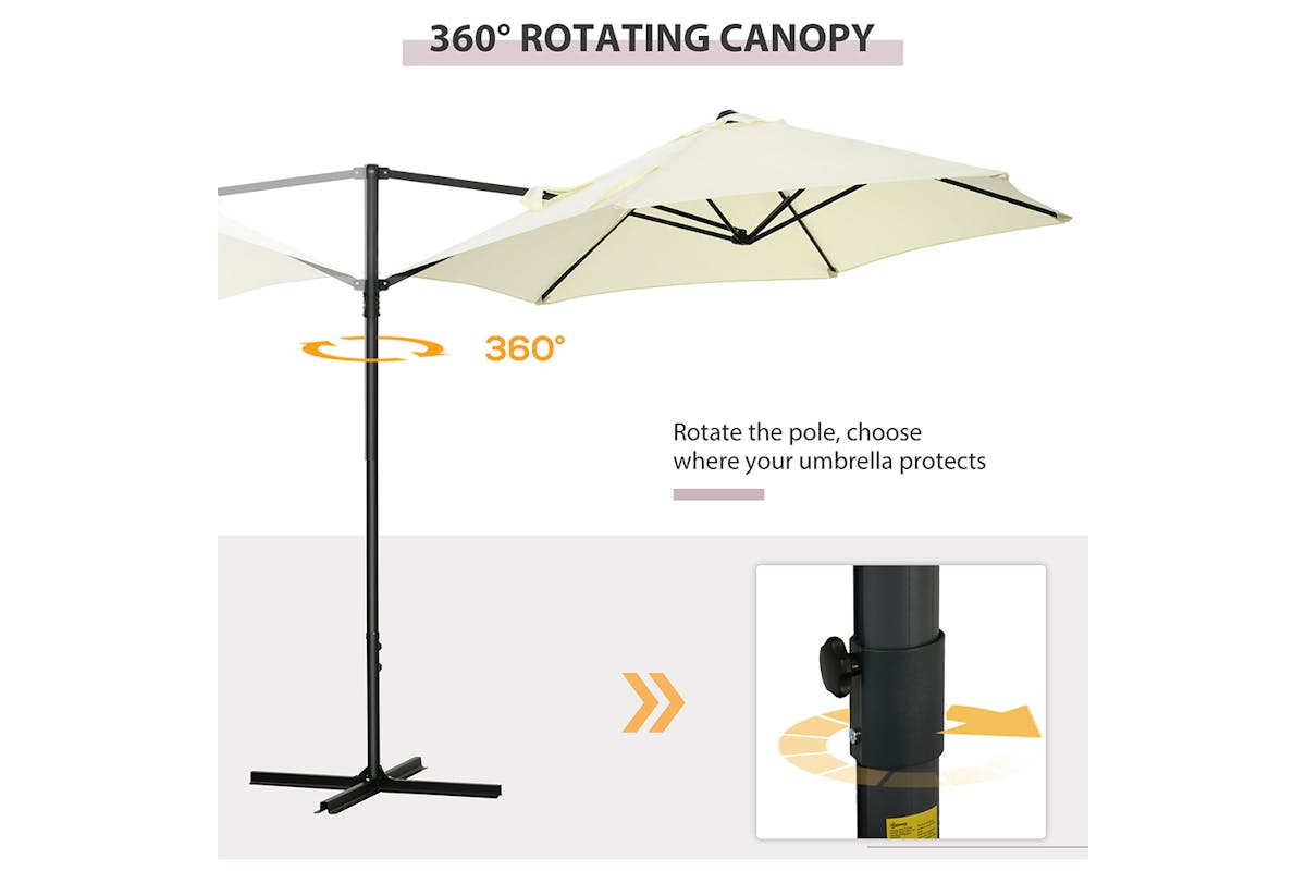 Outsunny 2.5M Garden Cantilever Parasol | Beige-4
