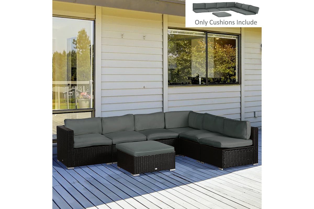Outsunny Outdoor Seat Cushion Pad | Grey | 14 Pieces-2
