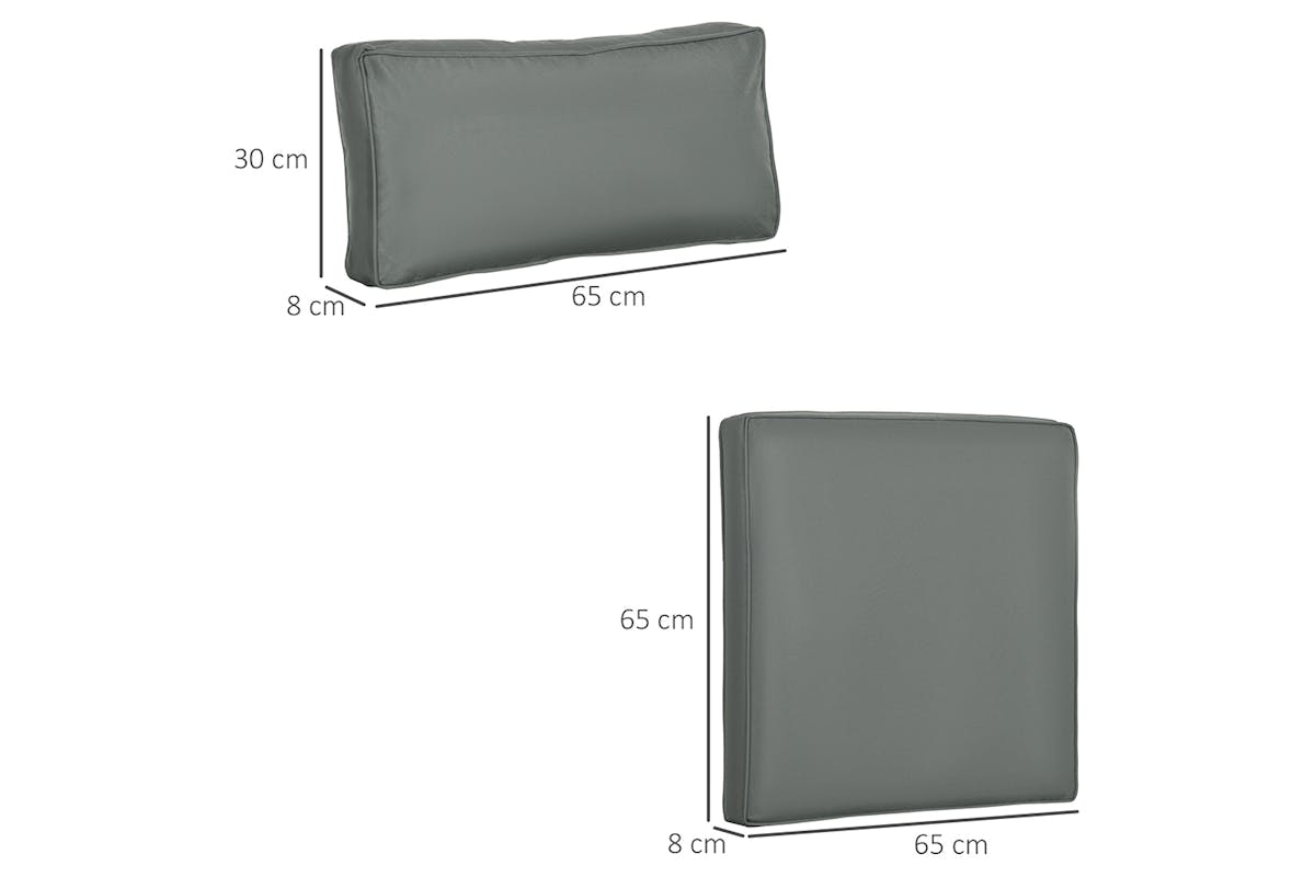 Outsunny Outdoor Seat Cushion Pad | Grey | 14 Pieces-5