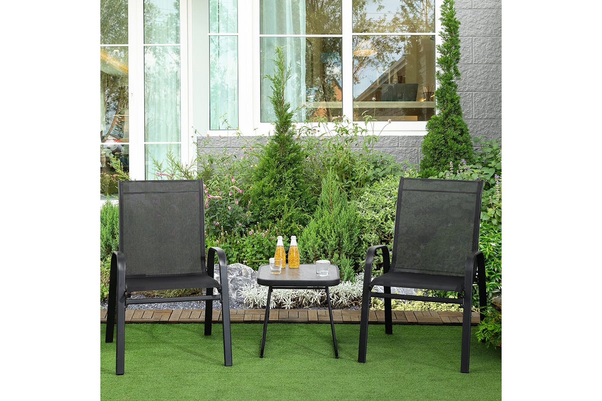 Outsunny Bistro Set | Grey/Black-2