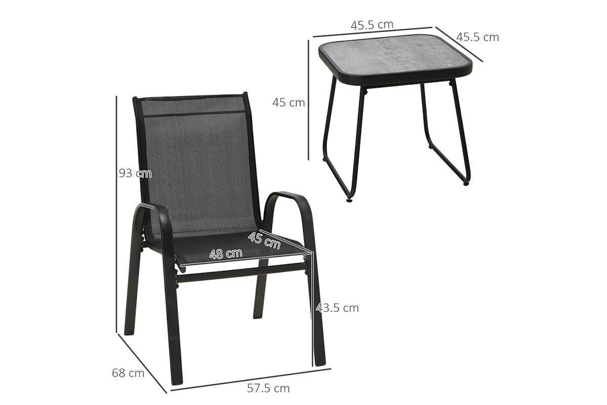 Outsunny Bistro Set | Grey/Black-8