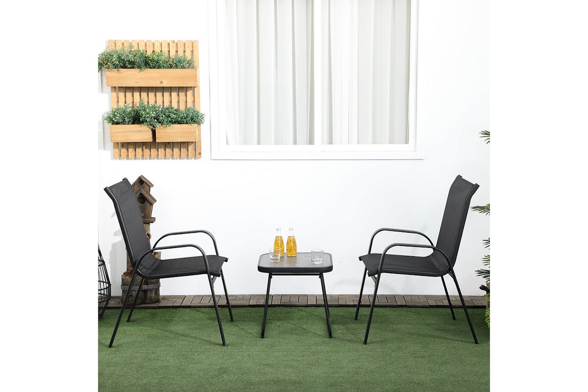 Outsunny Bistro Set | Grey/Black-6