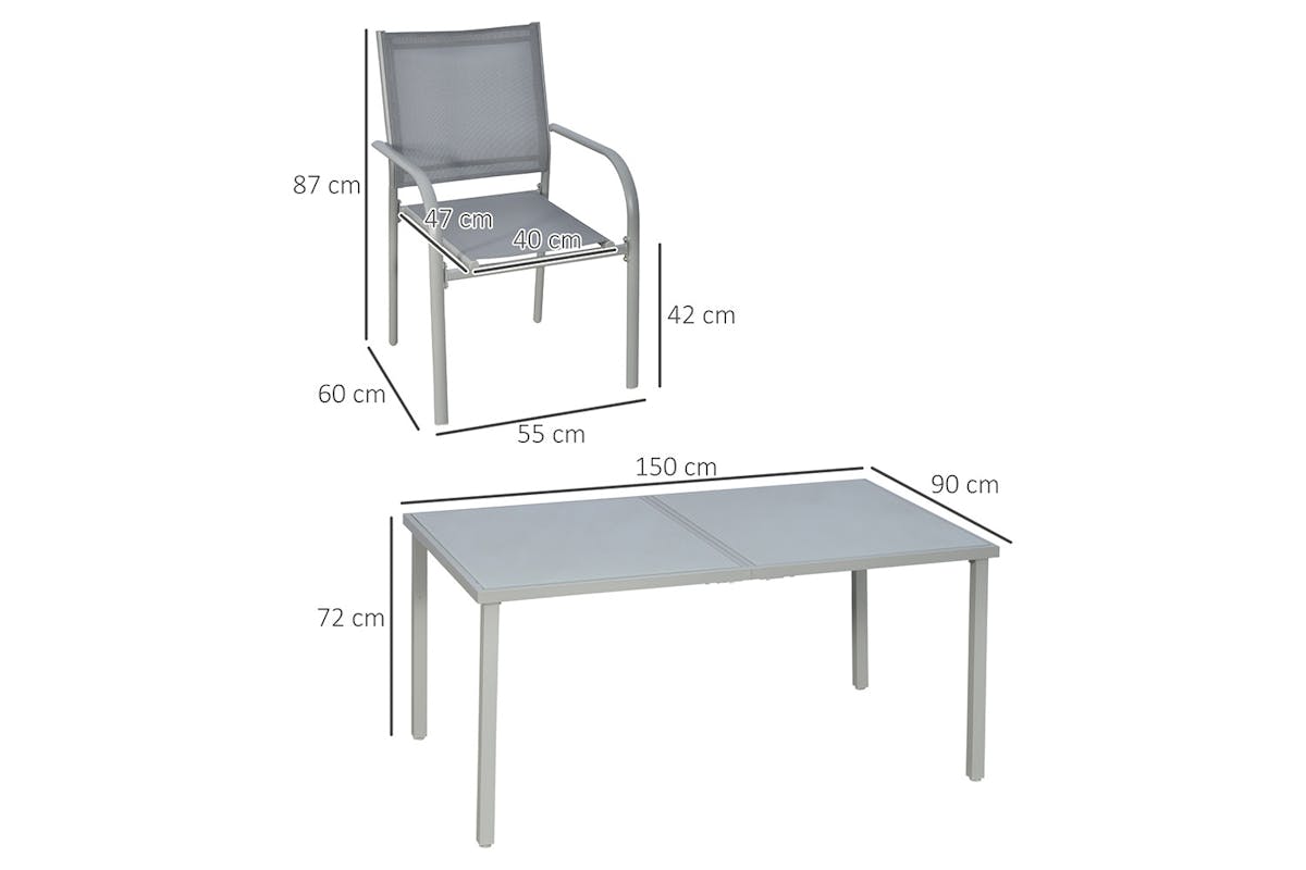 Outsunny 6 Stackable Chairs Dining Table Set | 7 Pieces-5