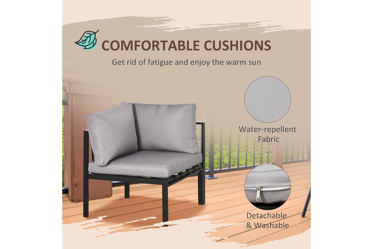 Outsunny Metal Garden Furniture Set with Glass Table & Mesh Pockets | 4 Pieces-6