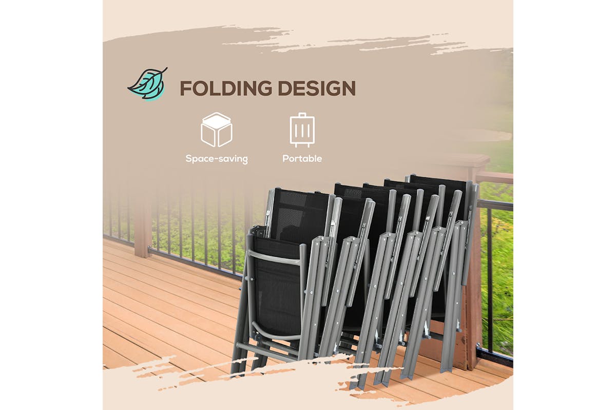 Outsunny Folding Dining Table Set | Black/Grey | 7 Pieces-4