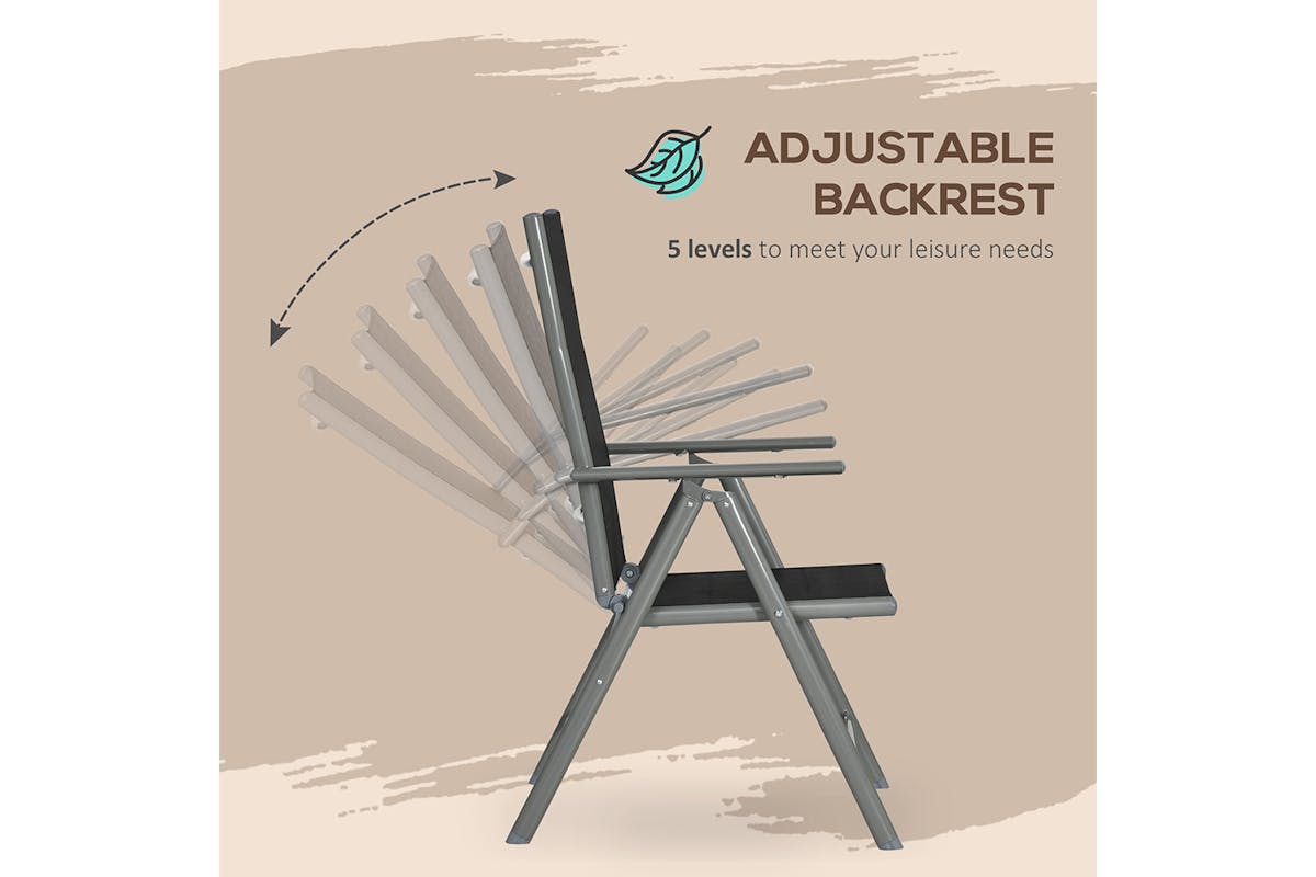 Outsunny Folding Dining Table Set | Black/Grey | 7 Pieces-6