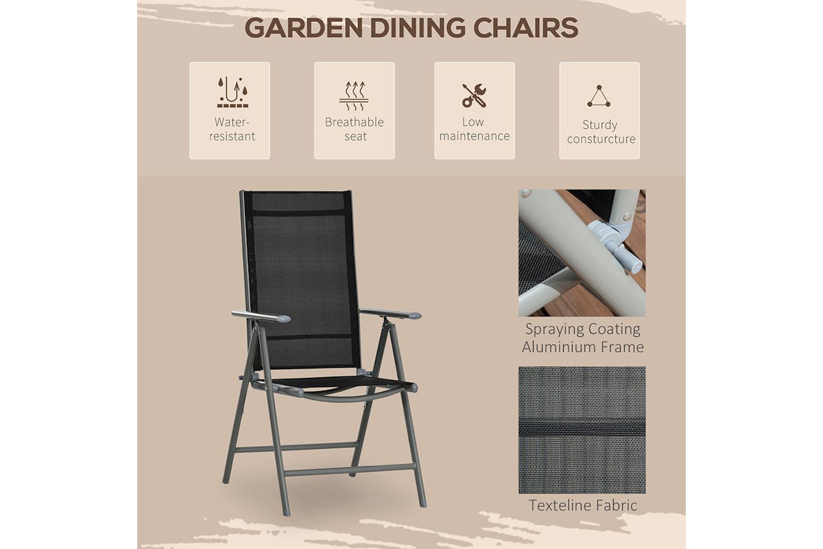 Outsunny Folding Dining Table Set | Black/Grey | 7 Pieces-7