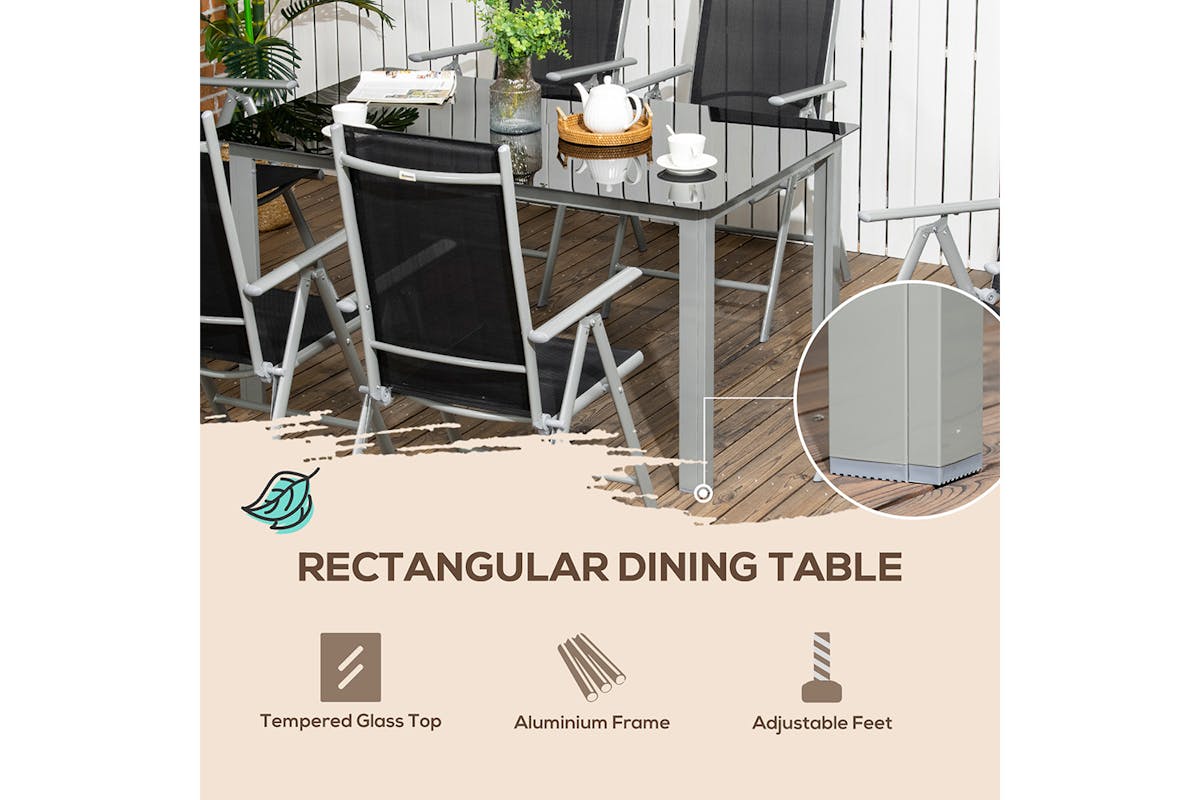 Outsunny Folding Dining Table Set | Black/Grey | 7 Pieces-8