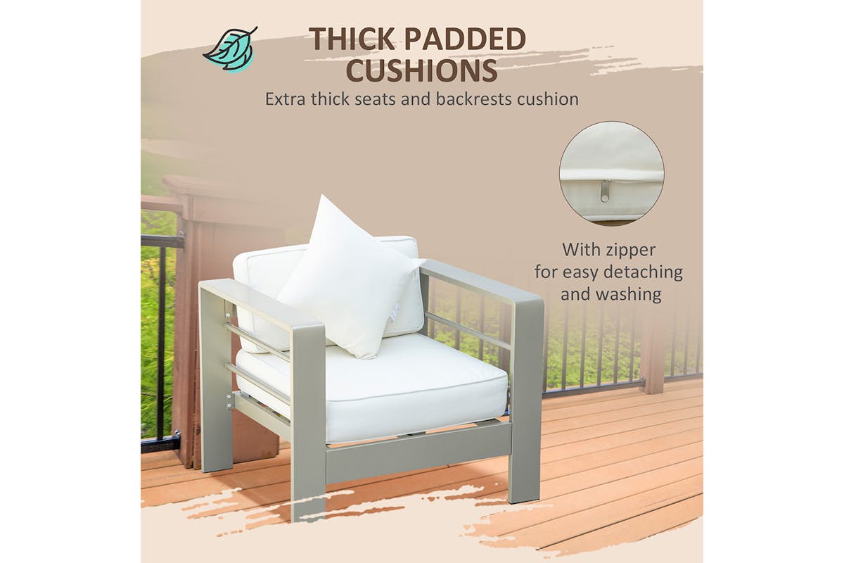 Outsunny Outdoor Garden Furniture Set with 2 Chairs, and Glass Top Table | Champagne gold/Light Khaki | 4 Pieces-4