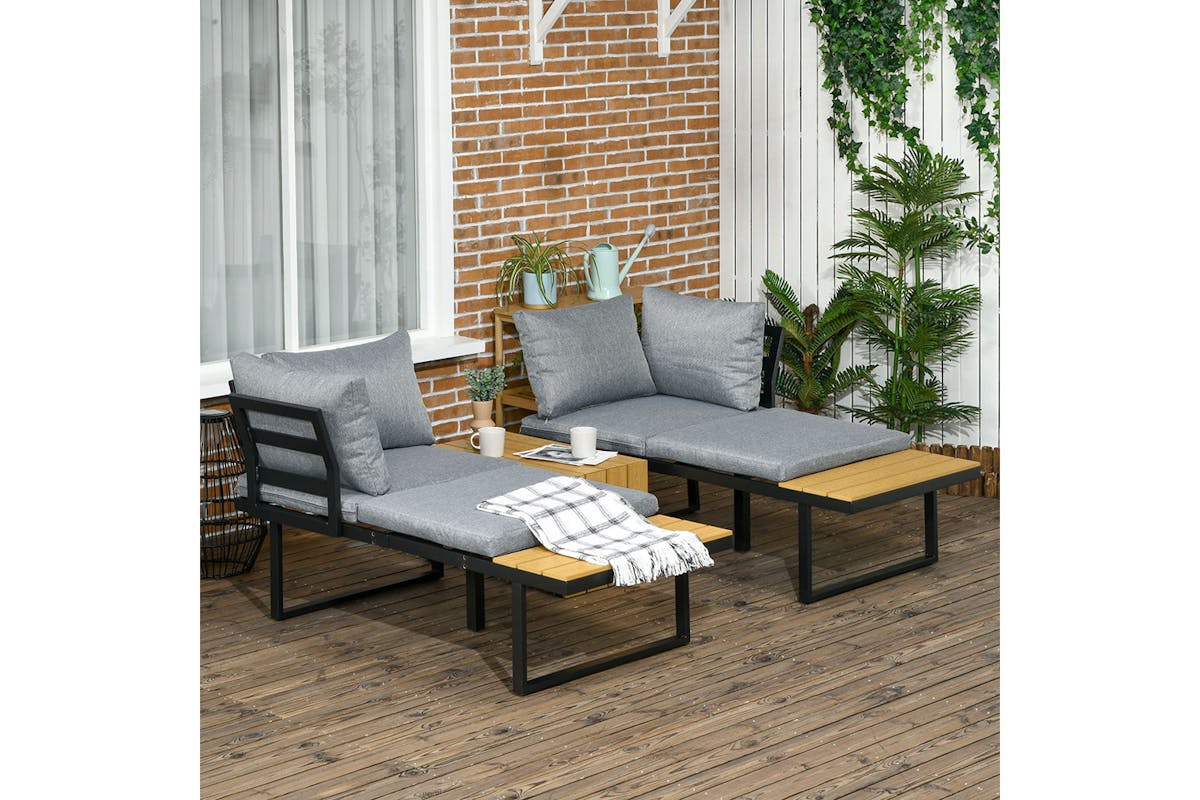 Outsunny Outdoor Patio Furniture Set with Cushions | Dark Grey/Light Grey-2
