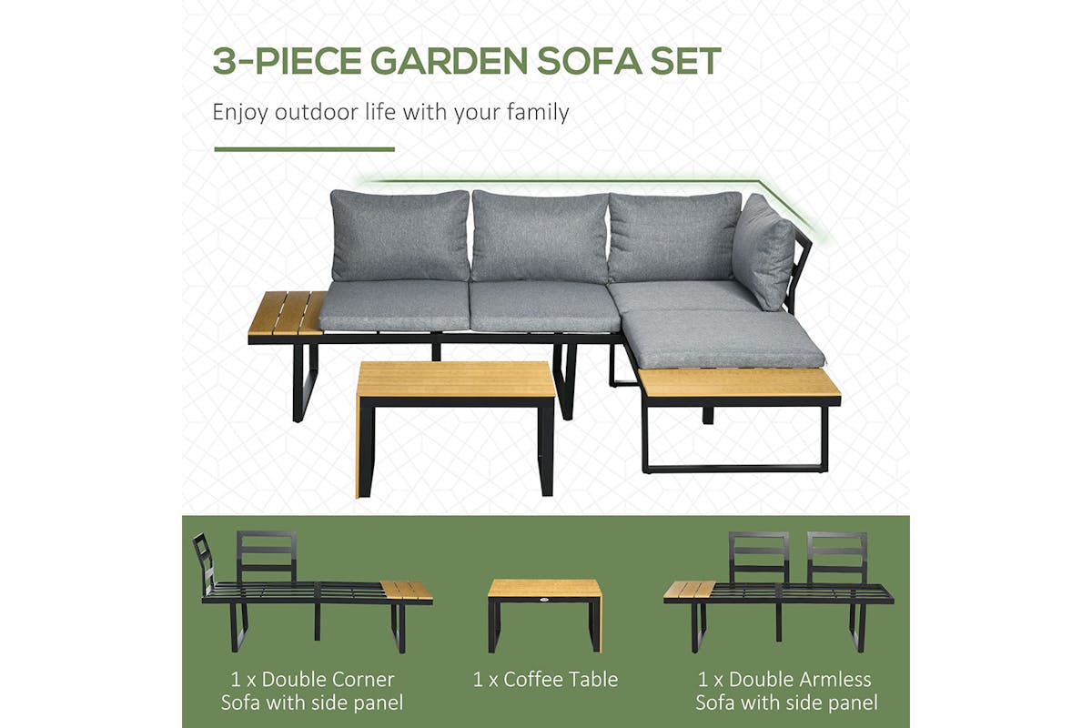 Outsunny Outdoor Patio Furniture Set with Cushions | Dark Grey/Light Grey-3