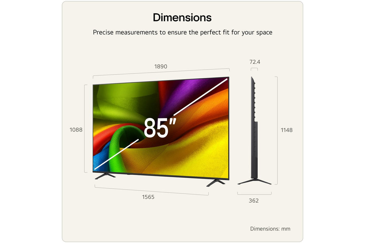LG NANO 85" NU85 AI 4K Ultra HD Smart TV (2026) | 85NU850B6LA.AEI-3
