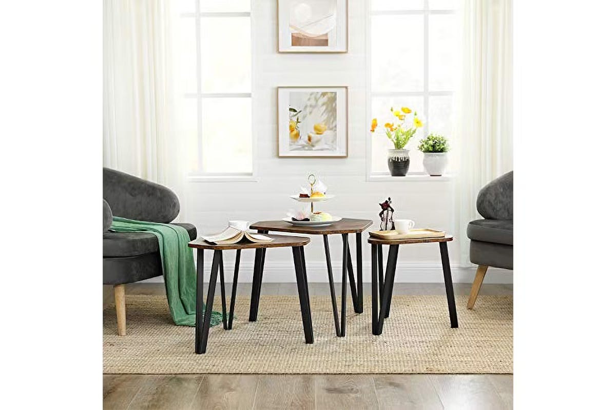 Vasagle Nesting Coffee Table | Set of 3 | Rustic Brown/Black [Ex-Display - DC250587-000128]-3