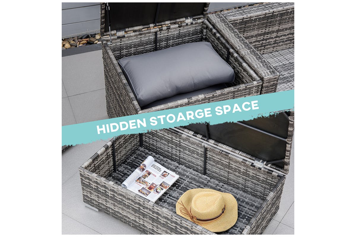 Outsunny Rattan Corner Sofa Set | Grey-5