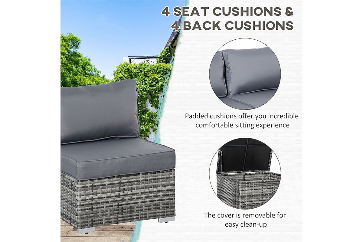Outsunny Rattan Corner Sofa Set | Grey-6