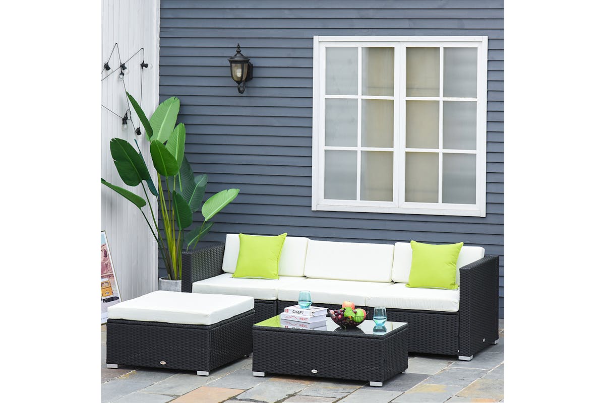 Outsunny Corner Sofa Set | Black-2