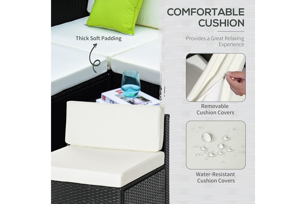 Outsunny Corner Sofa Set | Black-4
