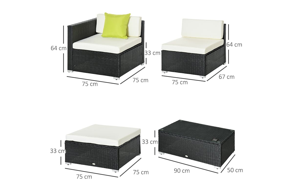 Outsunny Corner Sofa Set | Black-8