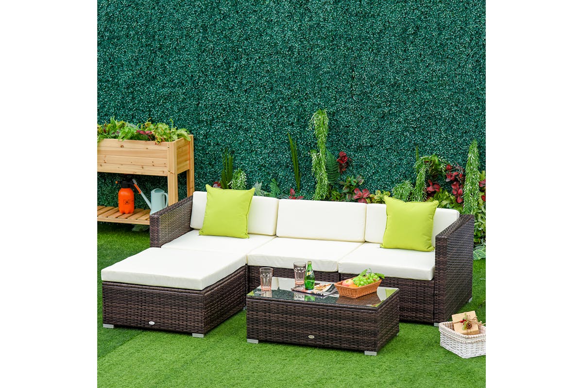 Outsunny Corner Sofa Set | Brown-9